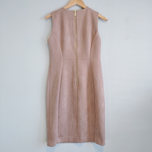 Calvin Klein Faux Suede Sheath Slim Fit Dress Sz 8 Career Evening Cocktails - Picture 7 of 11